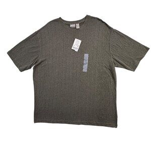 Fieldmaster Linen Blend Ribbed SS Shirt Beachy Preppy Olive Green Mens XL NWT